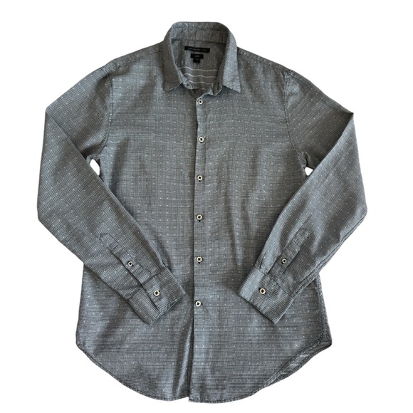 John Varvatos Luxe Men's Plaid Long Sleeve Button Down Shirt Cotton Gray Size M - Picture 1 of 8